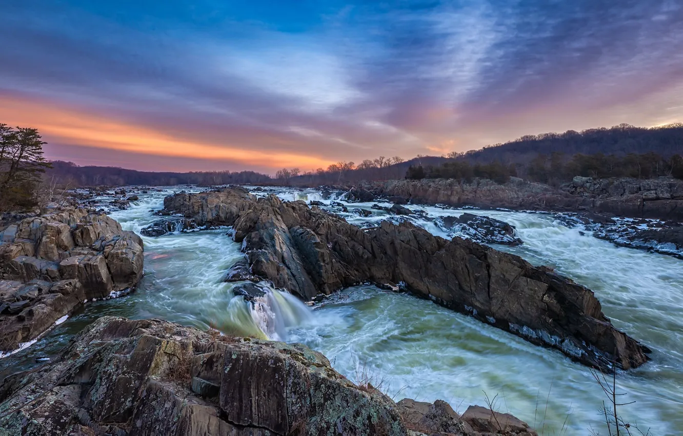 Фото обои Great Falls, Potomac River, Virginia Side