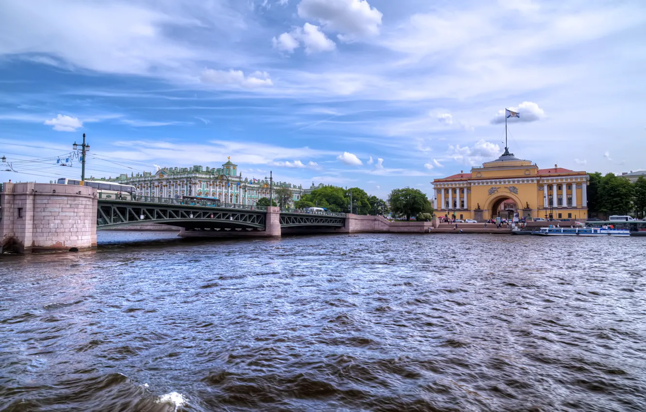 Фото обои небо, мост, река, rivers, bridges, St. Petersburg, Санкт-Петерберг