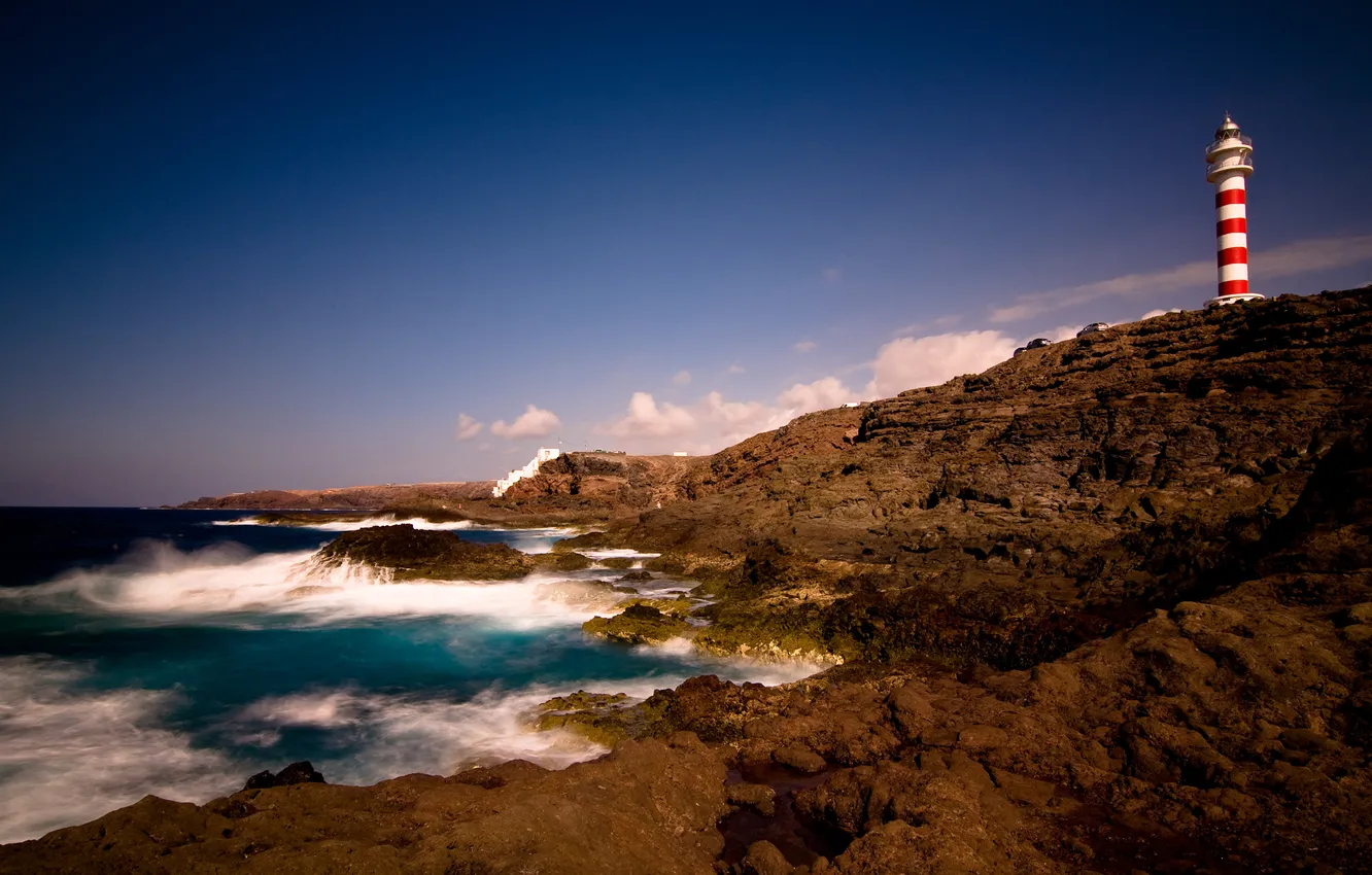 Фото обои океан, скалы, побережье, маяк, Канарские острова, Canary Islands, Gran Canaria