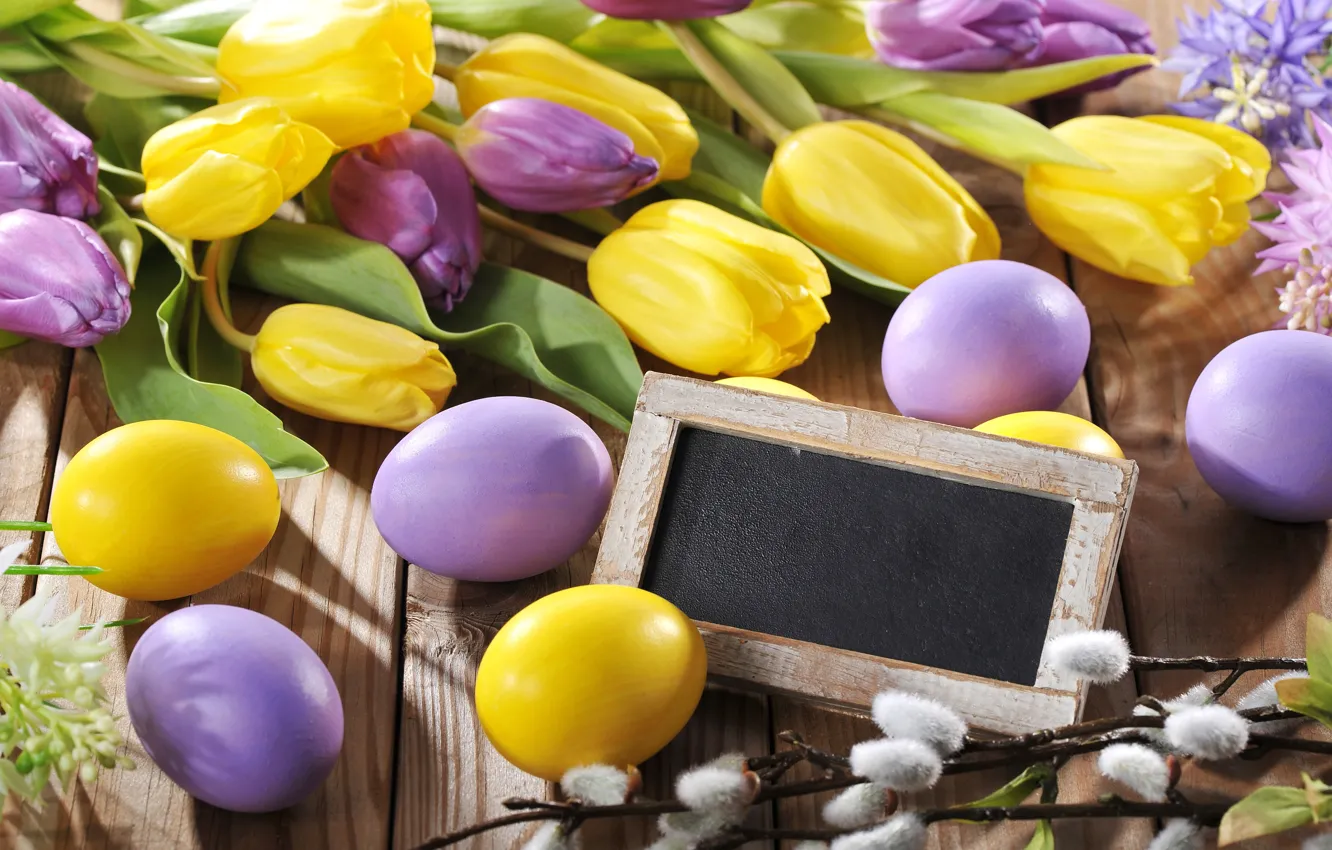 Фото обои цветы, яйца, Пасха, тюльпаны, flowers, spring, Easter, eggs