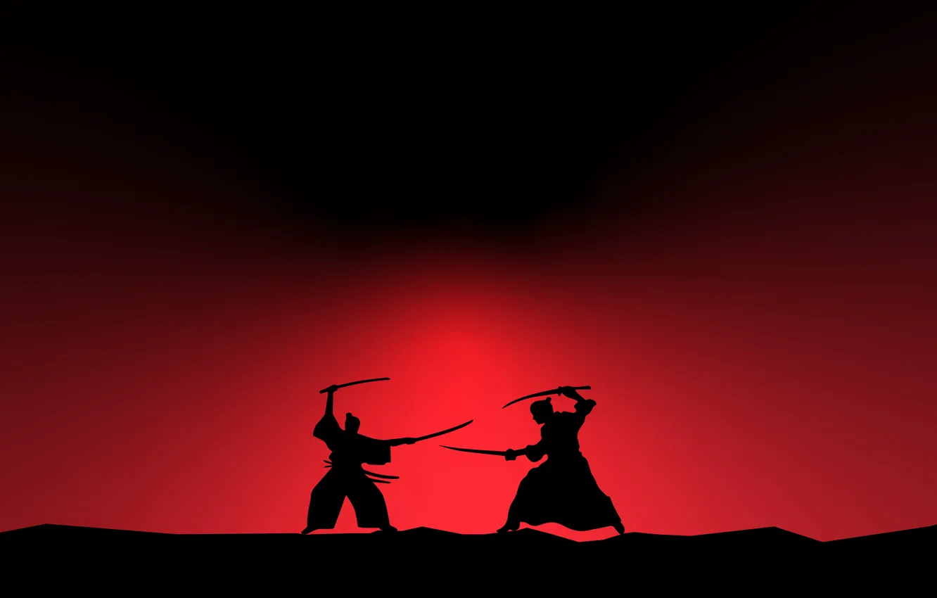 Фото обои sword, minimalism, katana, battle, digital art, fighting, artwork, Samurai