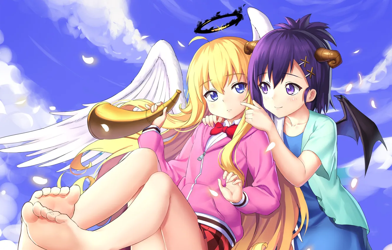Фото обои devil, anime, wings, beautiful, pretty, beauty, angel, asian