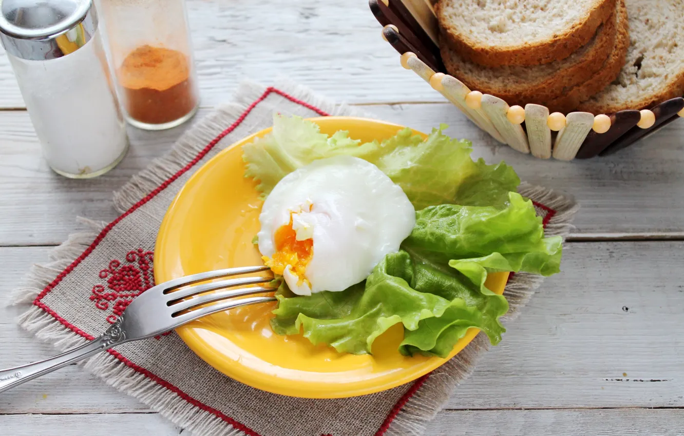 Фото обои яйцо, хлеб, салат, пашот