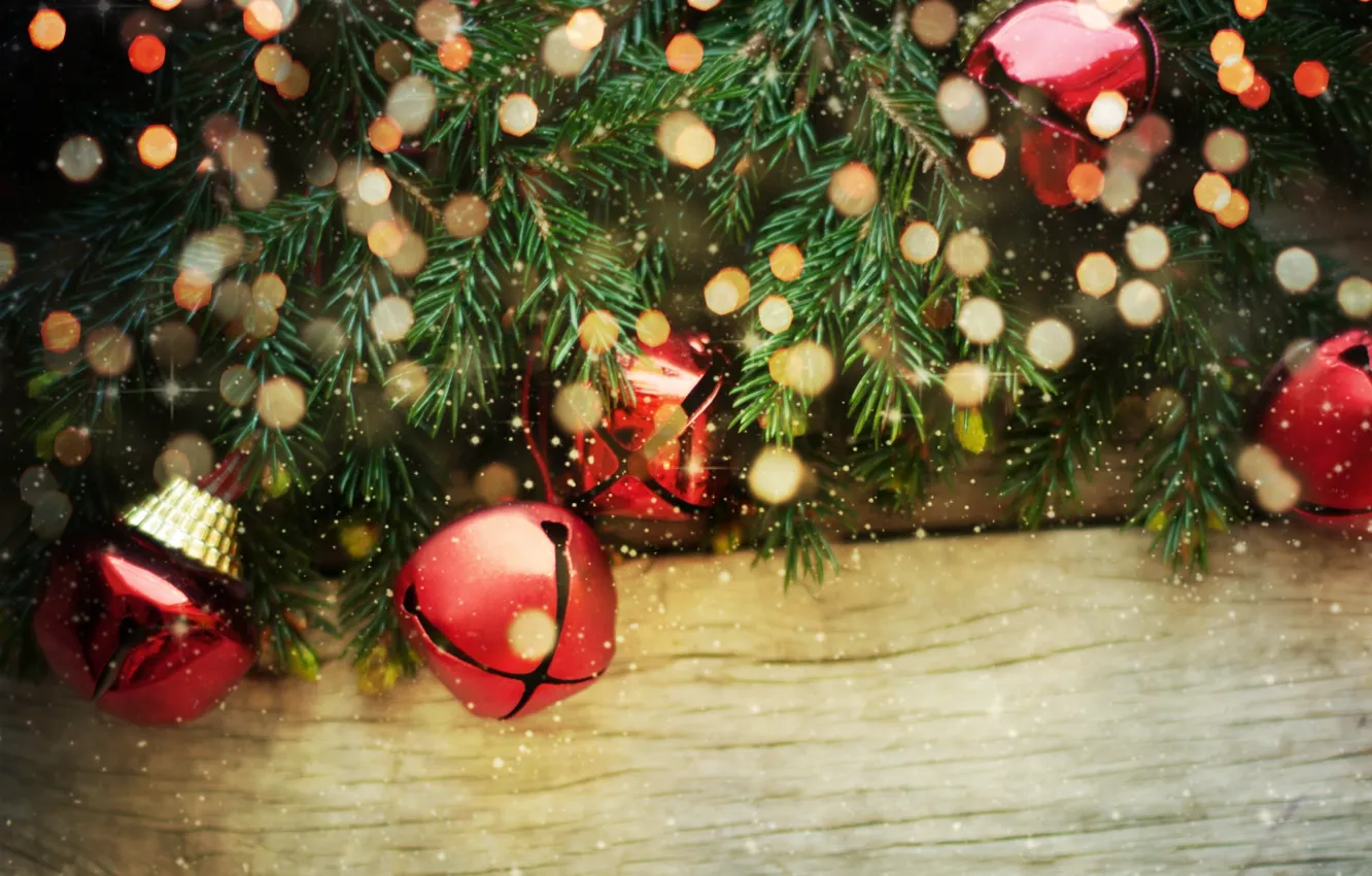 Фото обои украшения, елка, колокольчики, Christmas, decoration, xmas, Merry, Рождество. Новый Год