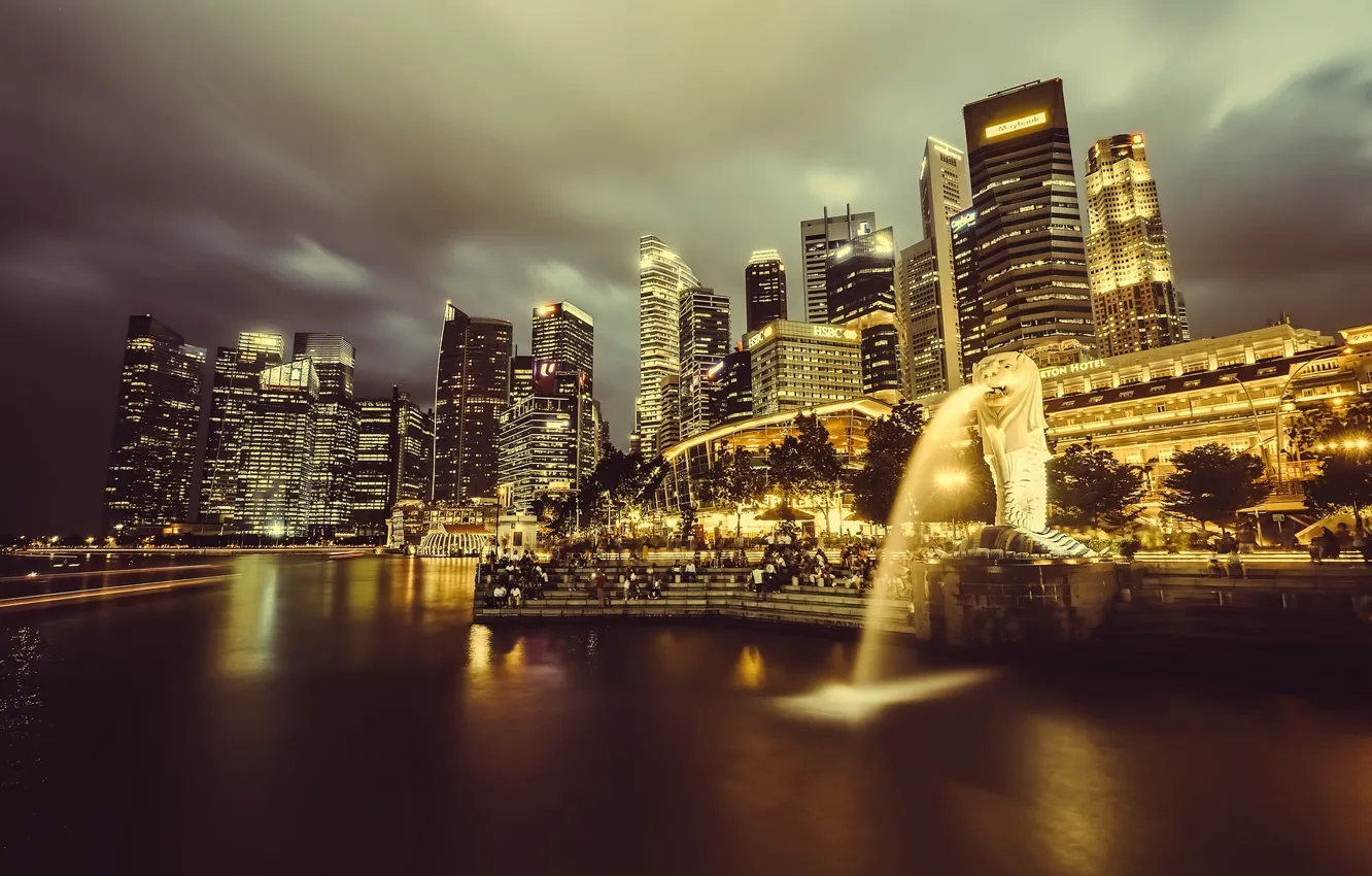 Фото обои Город, Сингапур, Городской Пейзаж