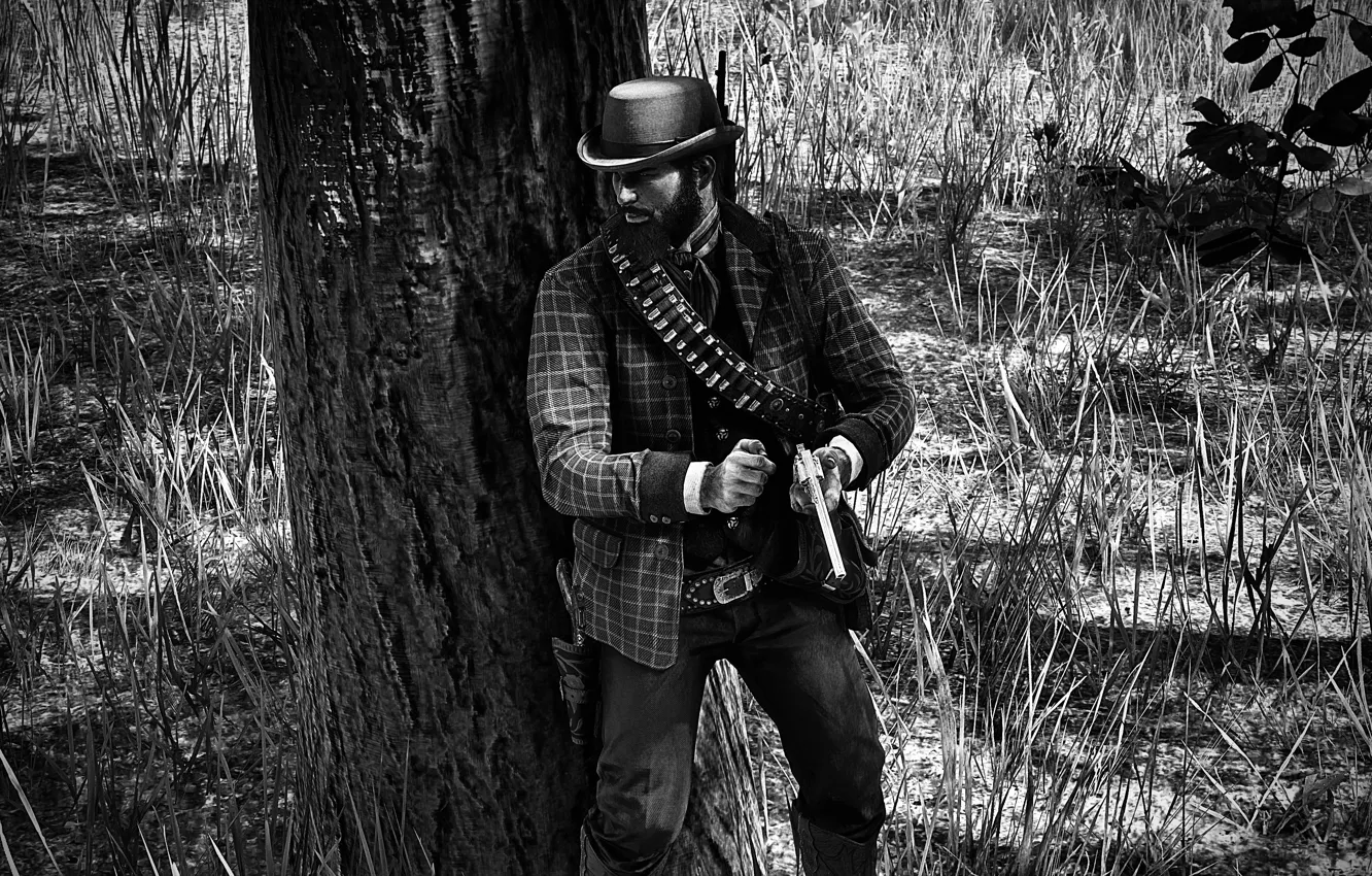 Фото обои HDR, Game, John Marston, UHD, Red Dead Redemption 2, Black & White, Xbox One X, …