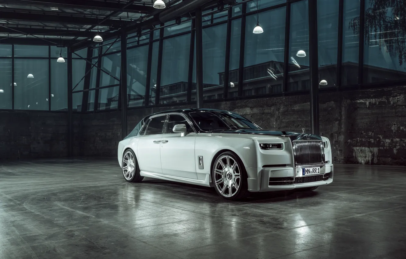 Фото обои Rolls-Royce, Phantom, Front, Side, Tuning, Black and White, Spofec, 2019