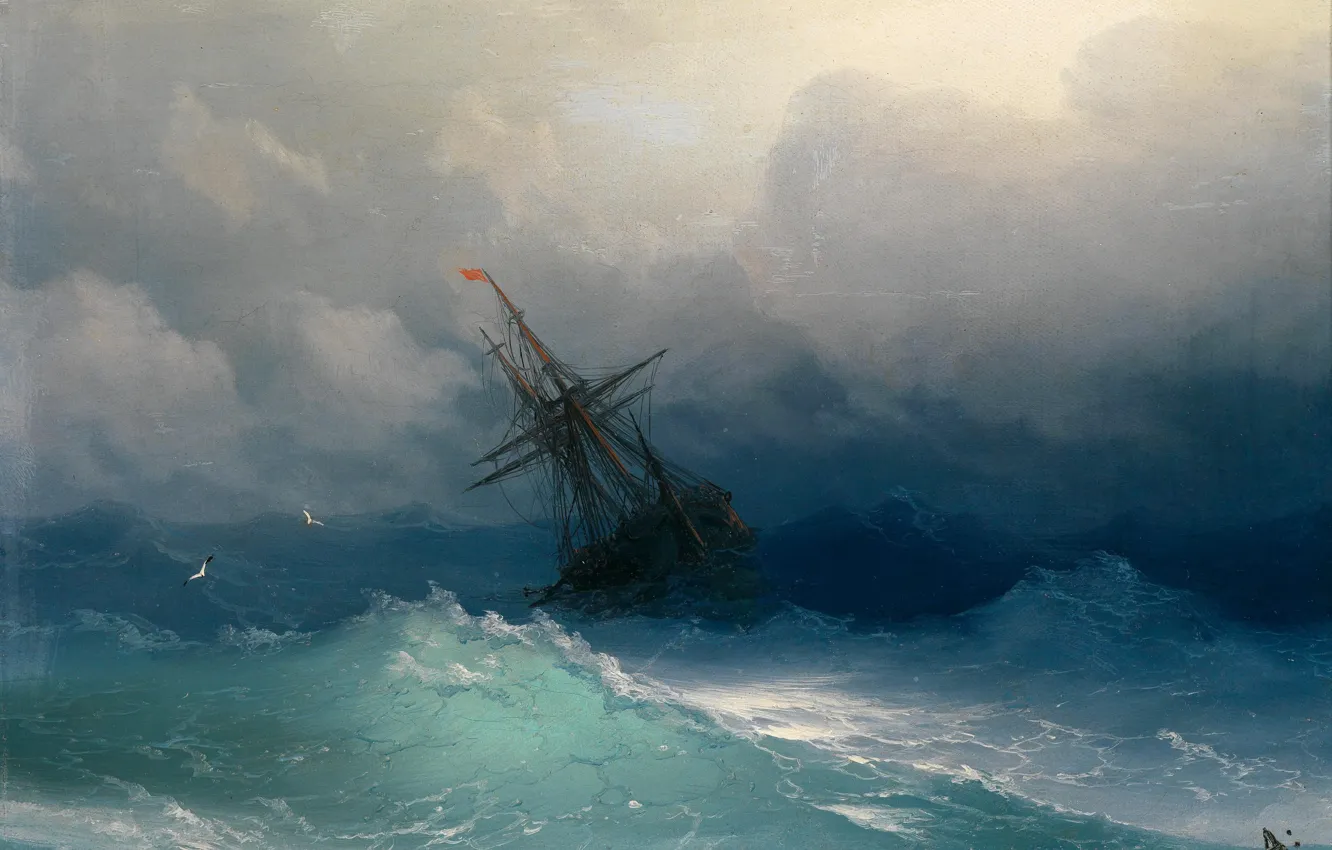 Фото обои море, картина, живопись, Айвазовский