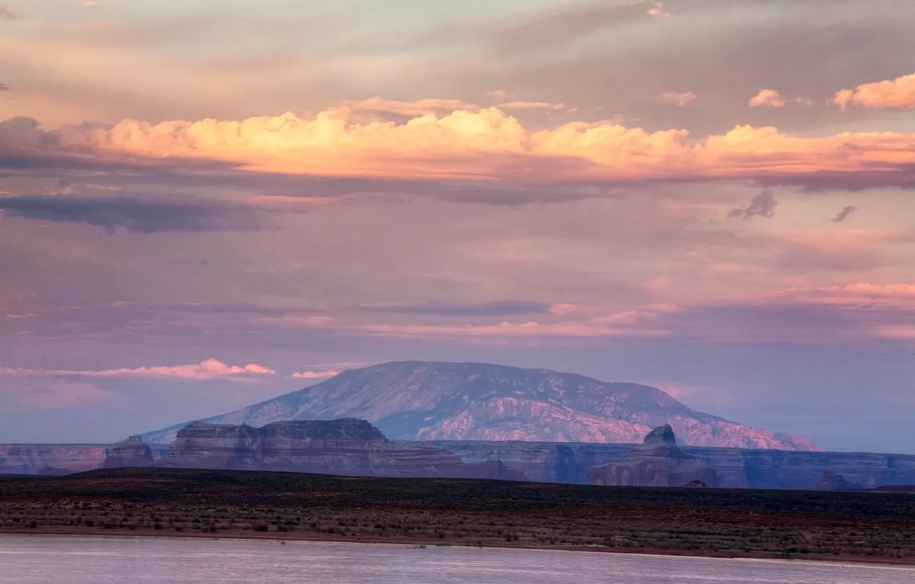 Фото обои небо, озеро, гора, США, Arizona, Lake Powell