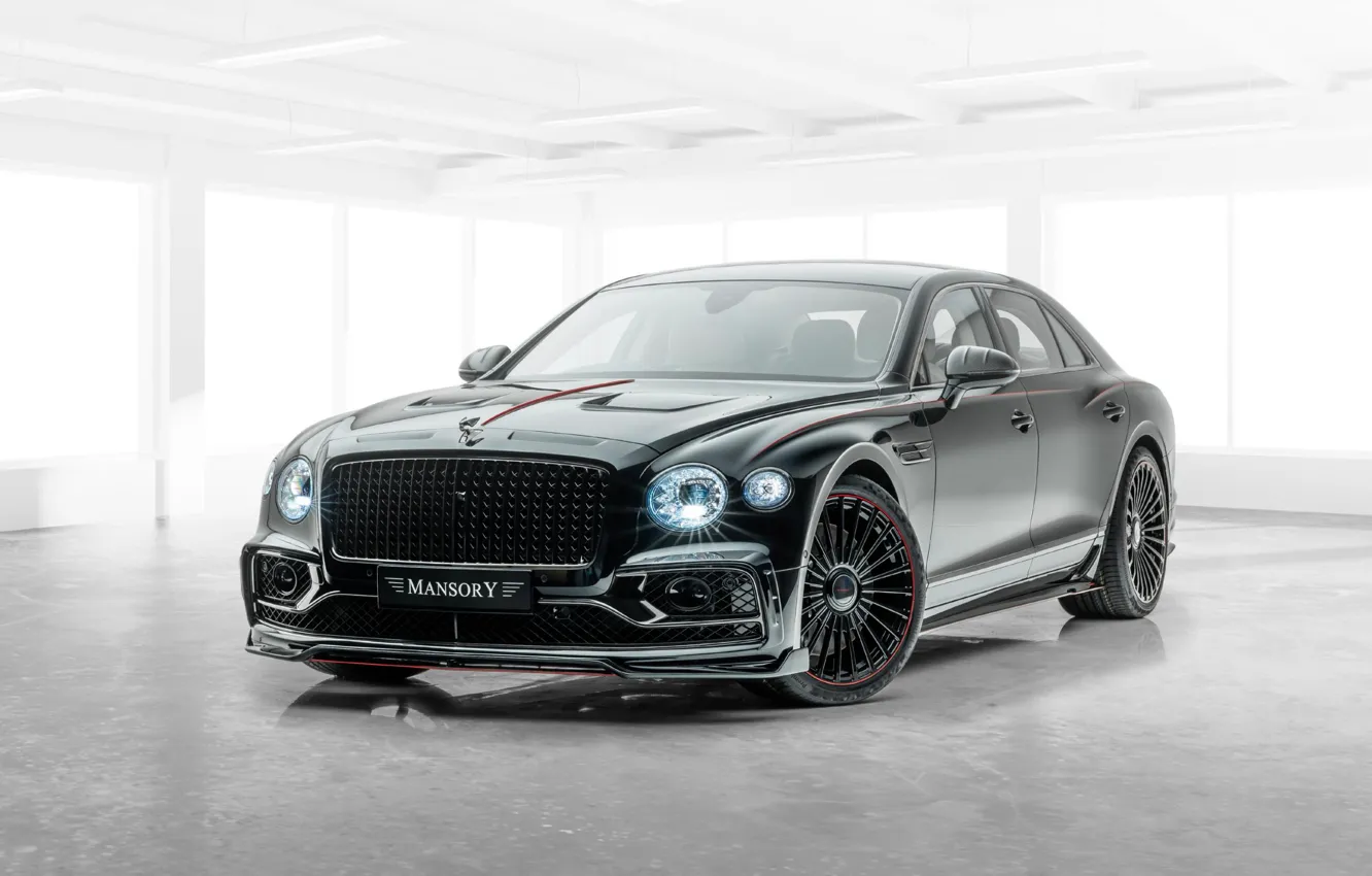 Фото обои Bentley, белый фон, Mansory, экстерьер, Flying Spur, Bentley Flying Spur by Mansory