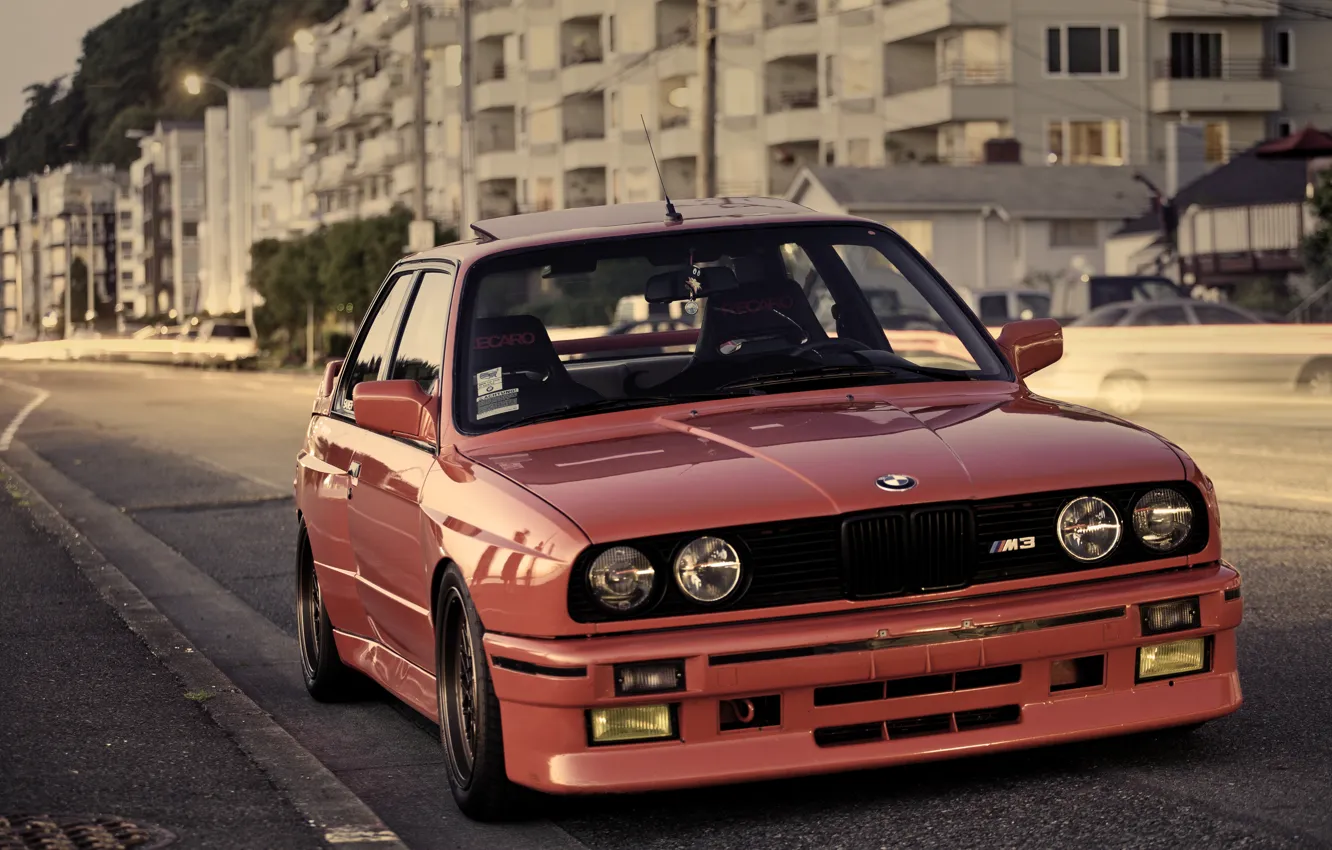 Фото обои улица, бмв, BMW, red, красная, E30