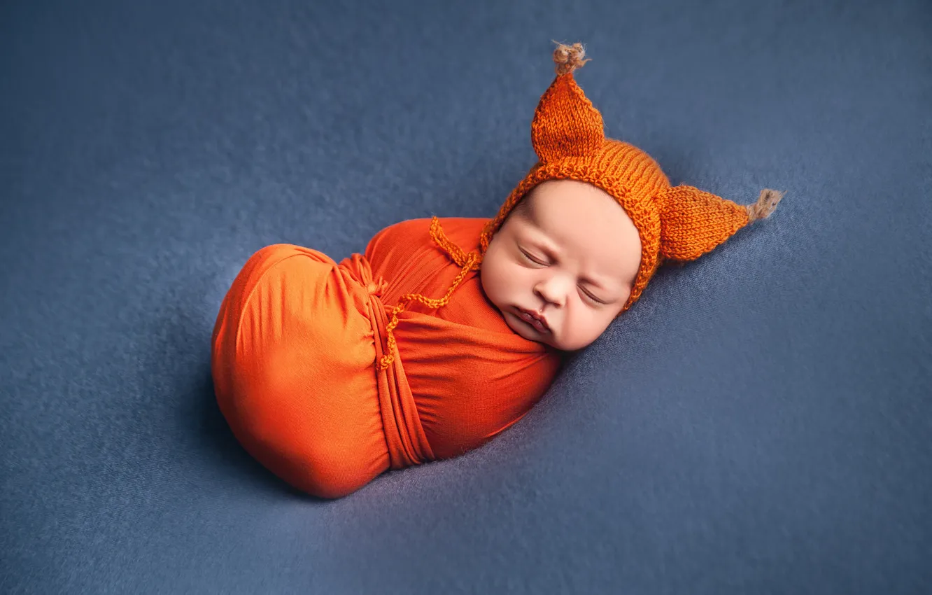 Фото обои сон, малыш, костюм, ребёнок, младенец, лисёнок, Фалько Ману