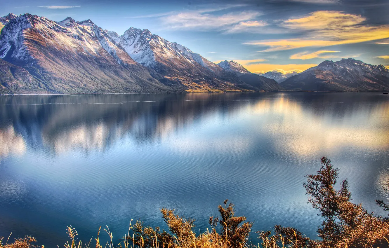 Фото обои горы, озеро, Новая Зеландия, New Zealand, водная гладь, Queenstown, Куинстаун, Moke Lake