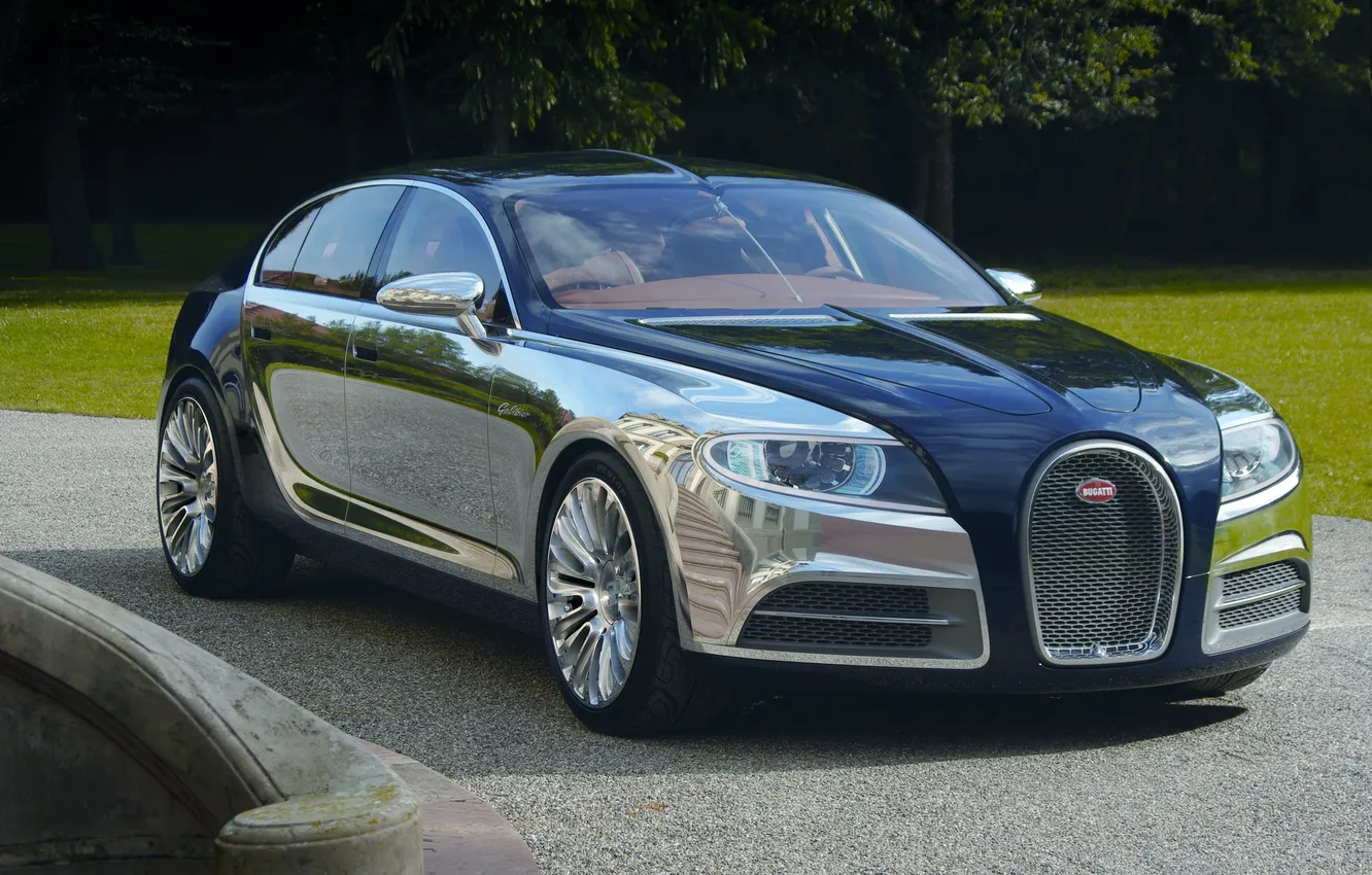 Фото обои Bugatti, концепт, хром