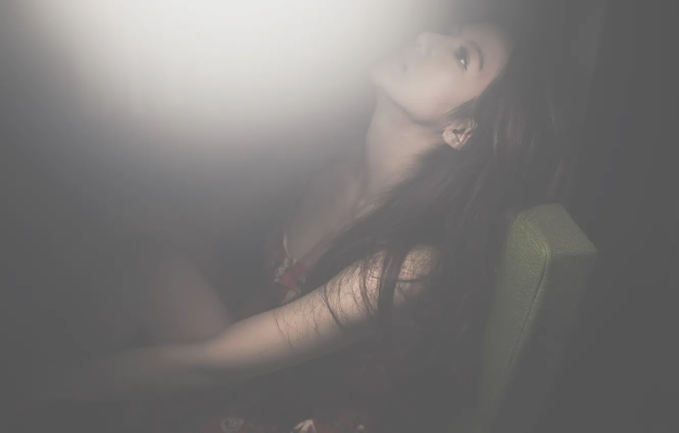 Фото обои девушка, поза, брюнетка, азиатка