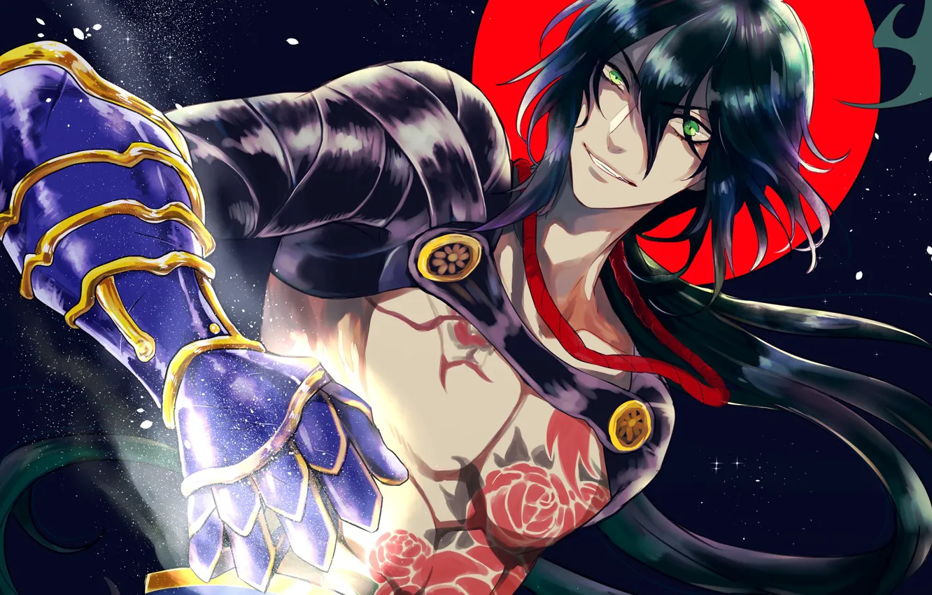 Фото обои ночь, парень, красная луна, Fate - Apocrypha, Судьба Апокриф, Shinjuku Assassin