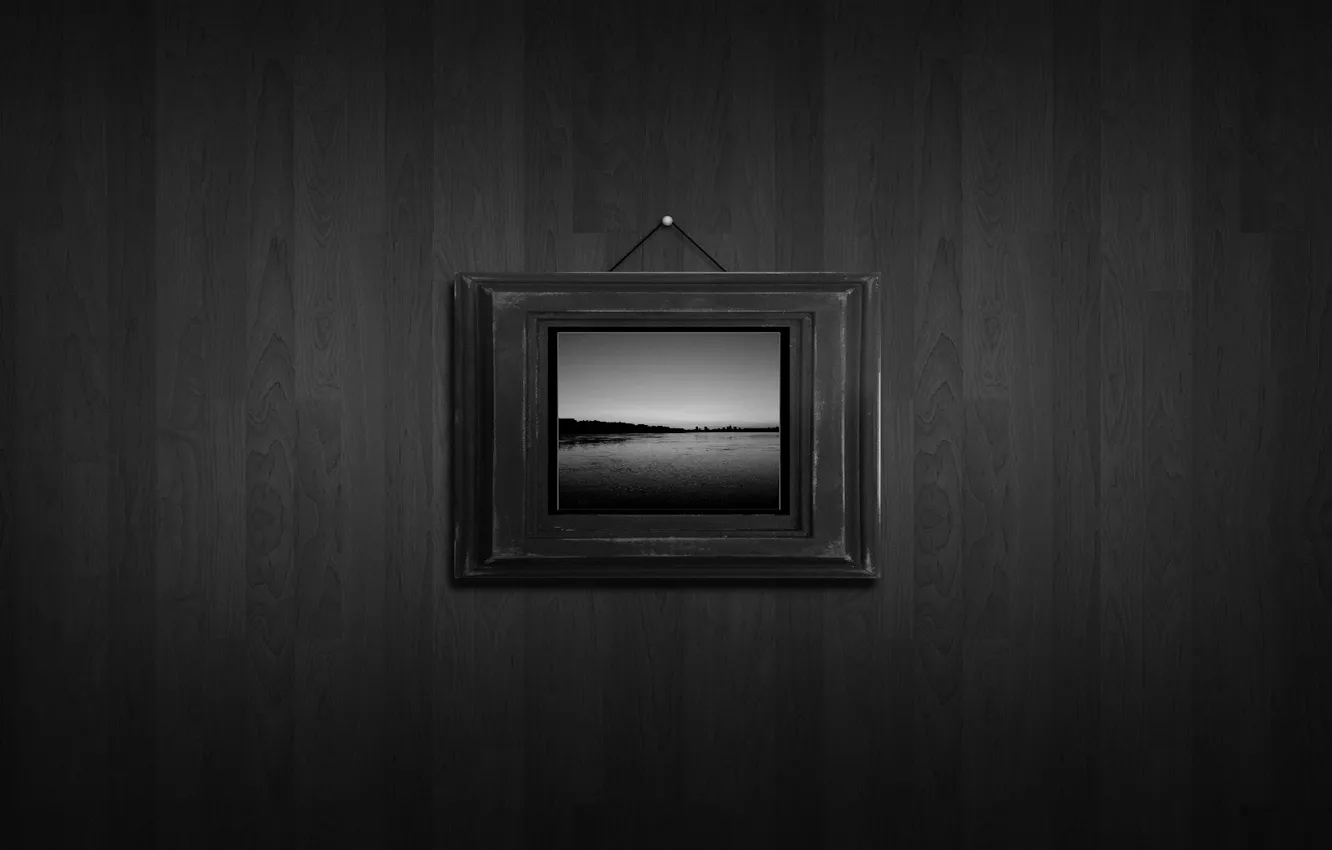 Фото обои Стена, Черно-белая, Картина