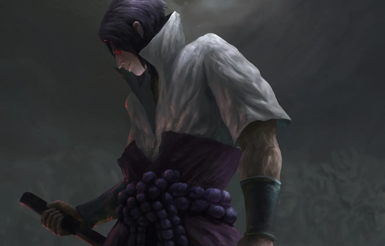 Фото обои арт, посох, парень, Naruto, Sasuke Uchiha