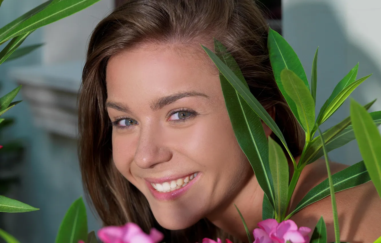 Фото обои лицо, модель, красавица, girl, шатенка, smile, model, face