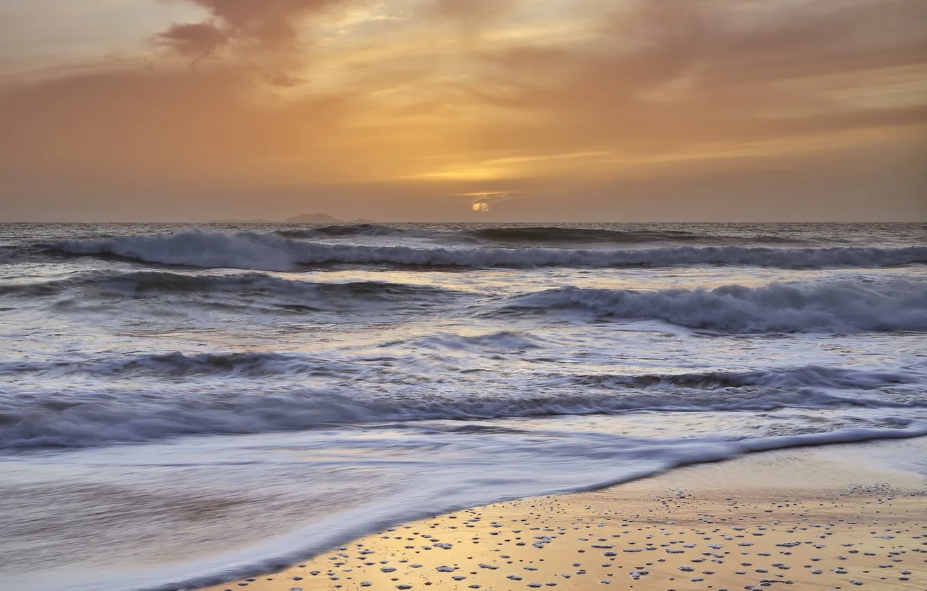 Фото обои море, пейзаж, закат