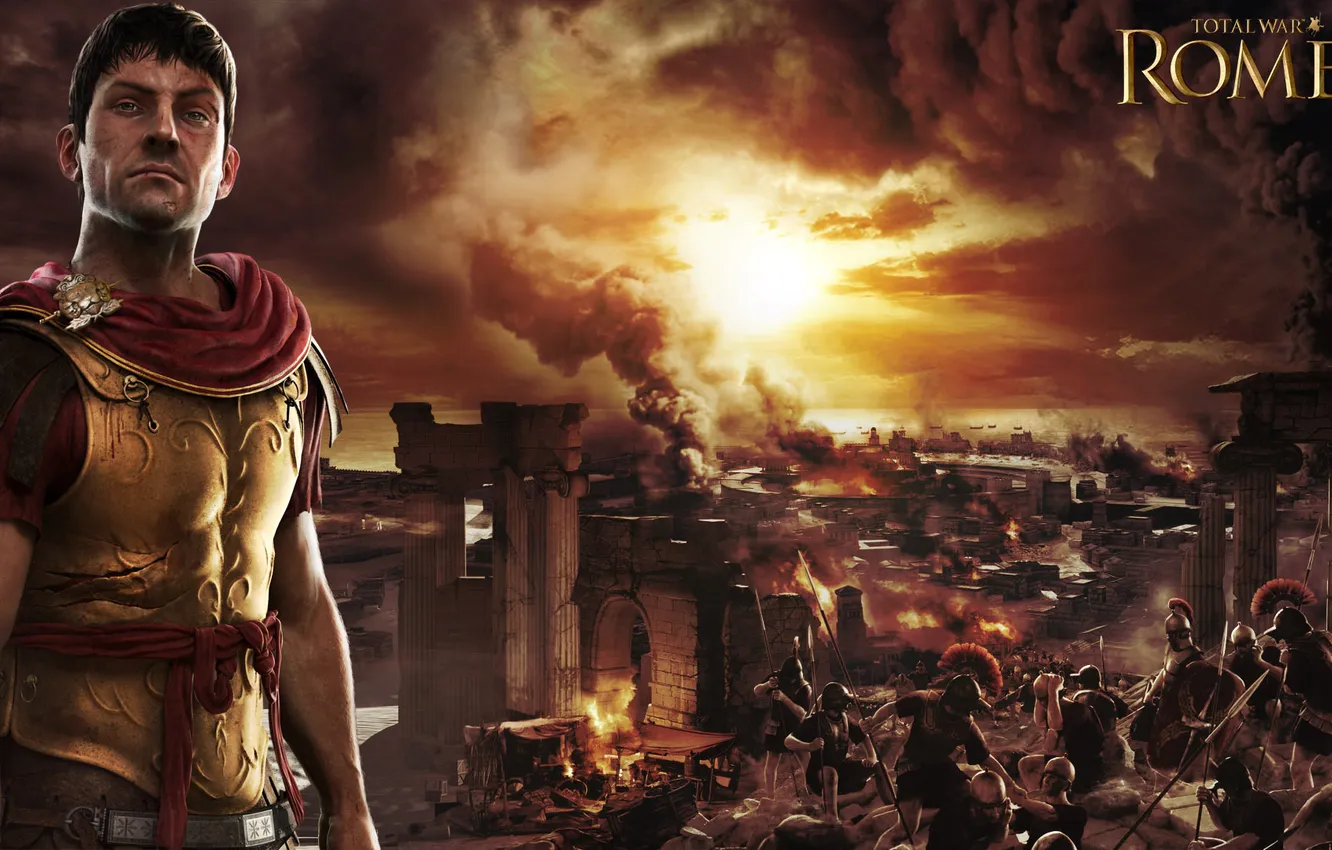 Фото обои огонь, война, дым, Рим, битва, Rome, войско, Rome: Total War 2