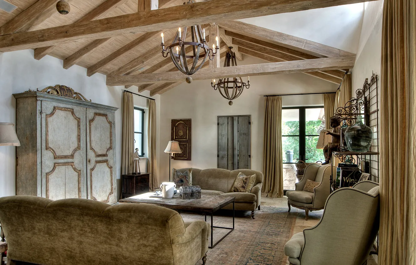 Фото обои стиль, интерьер, гостиная, Beautiful Mediterranean Living Room