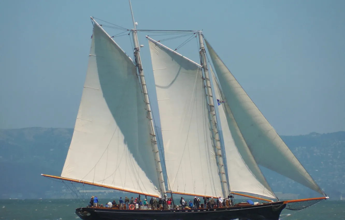 Фото обои море, парусник, прогулка