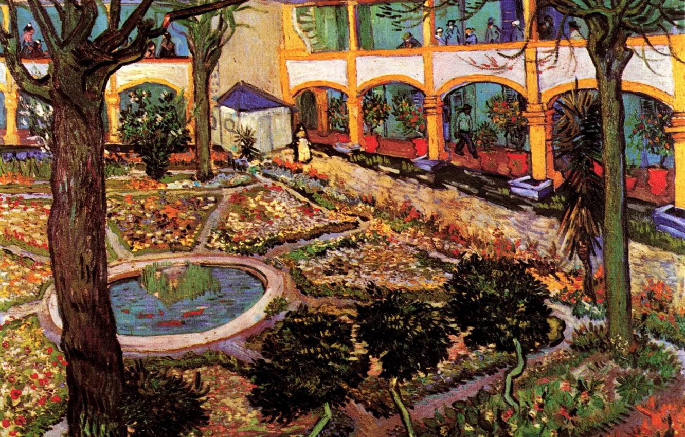 Фото обои Vincent van Gogh, of the Hospital at Arles, The Courtyard