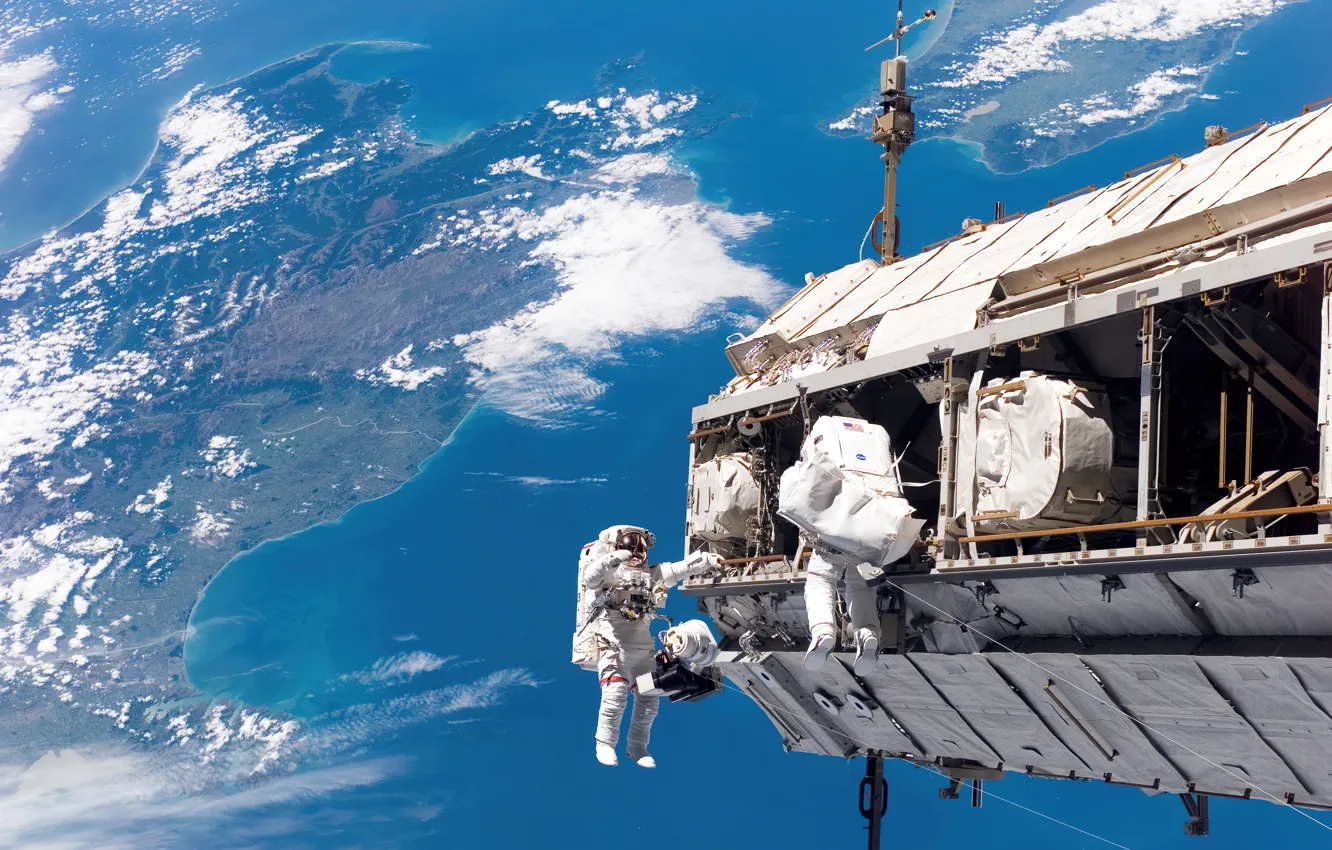 Фото обои NASA, Space, Earth, International Space Station, Satellite, Orbit, Astronaut
