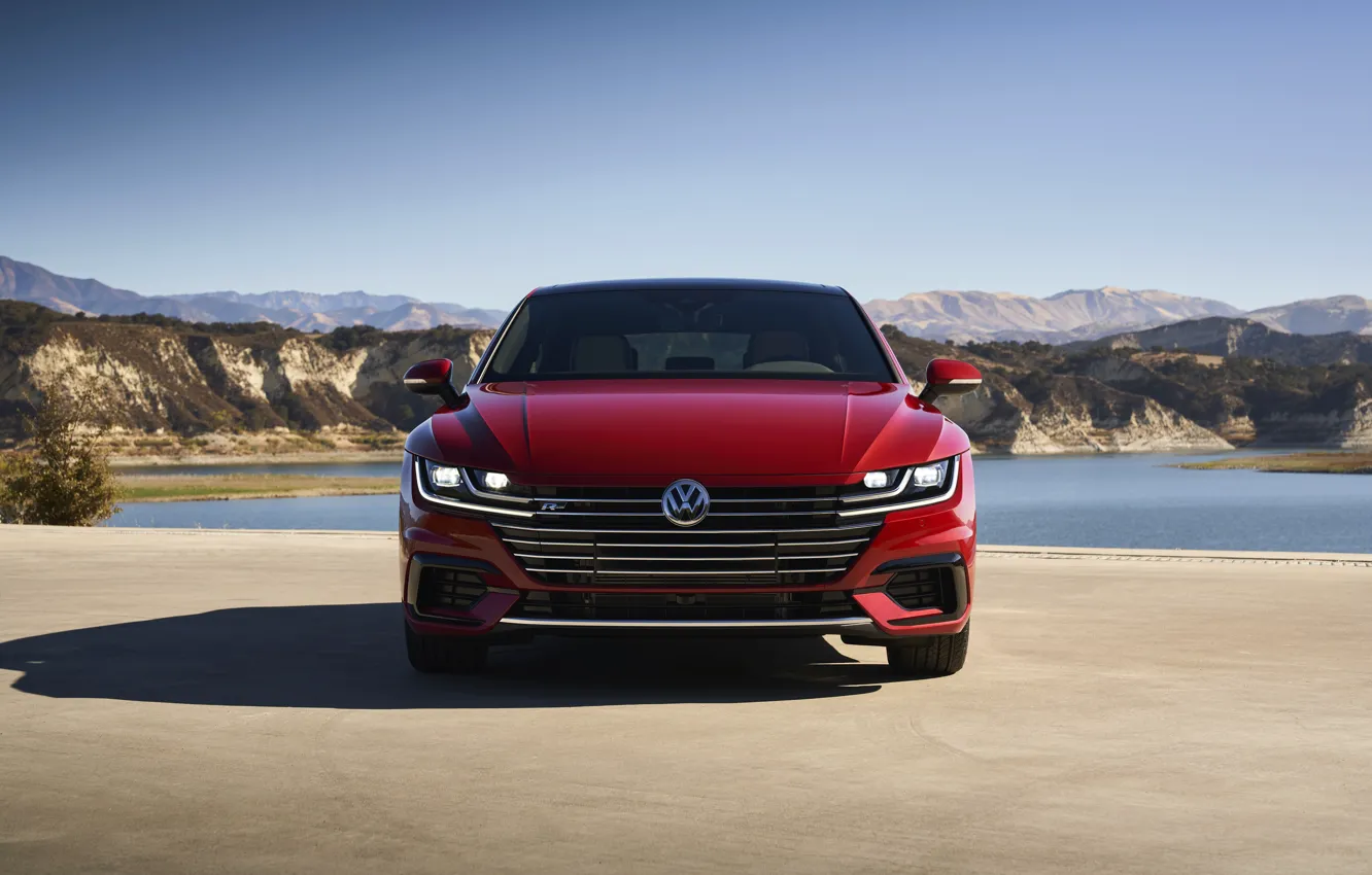 Фото обои красный, Volkswagen, вид спереди, лифтбэк, Arteon, 2019, SEL Premium R-Line