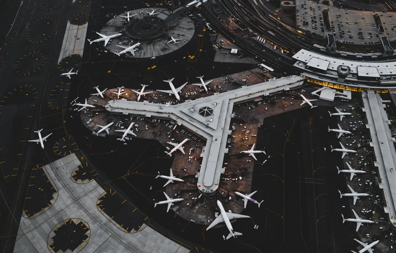 Фото обои самолеты, аэропорт, вид сверху