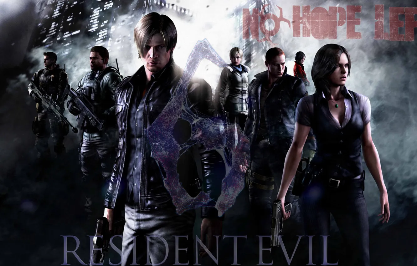 Фото обои оружие, дым, команда, Leon, Resident Evil 6, Leon Scott Kennedy, Helena Harper, Chris Redfield
