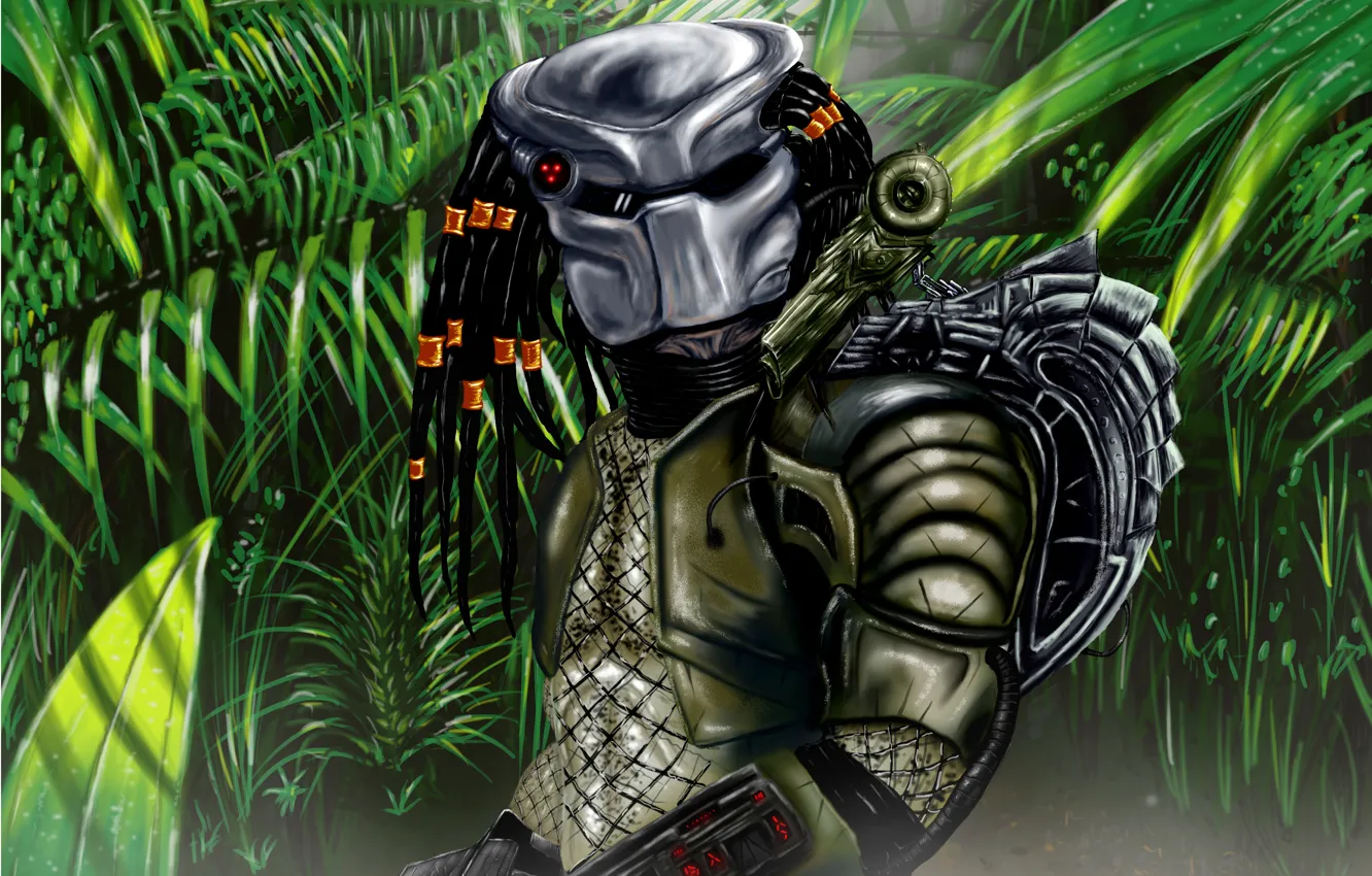 Фото обои хищник, джунгли, пришелец, Predator, тварь