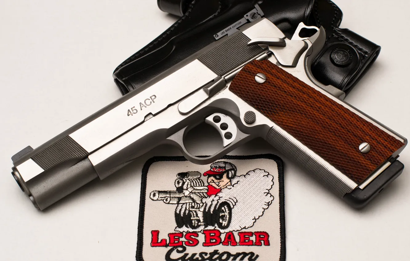 Фото обои пистолет, оружие, кобура, custom, 45acp, Les Baer