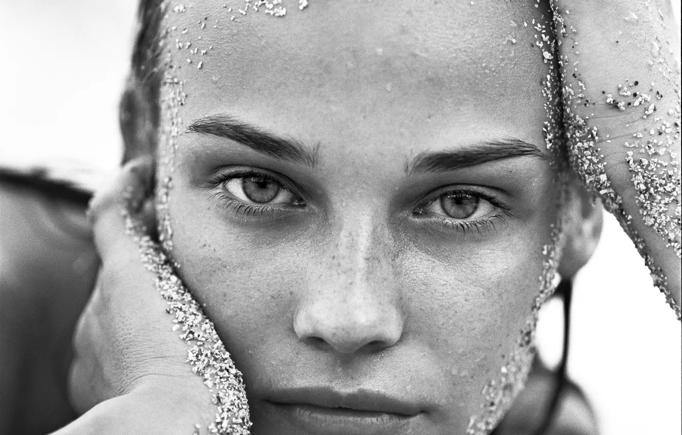 Фото обои Diane Kruger, monochrome, model, Patrick Demarchelier