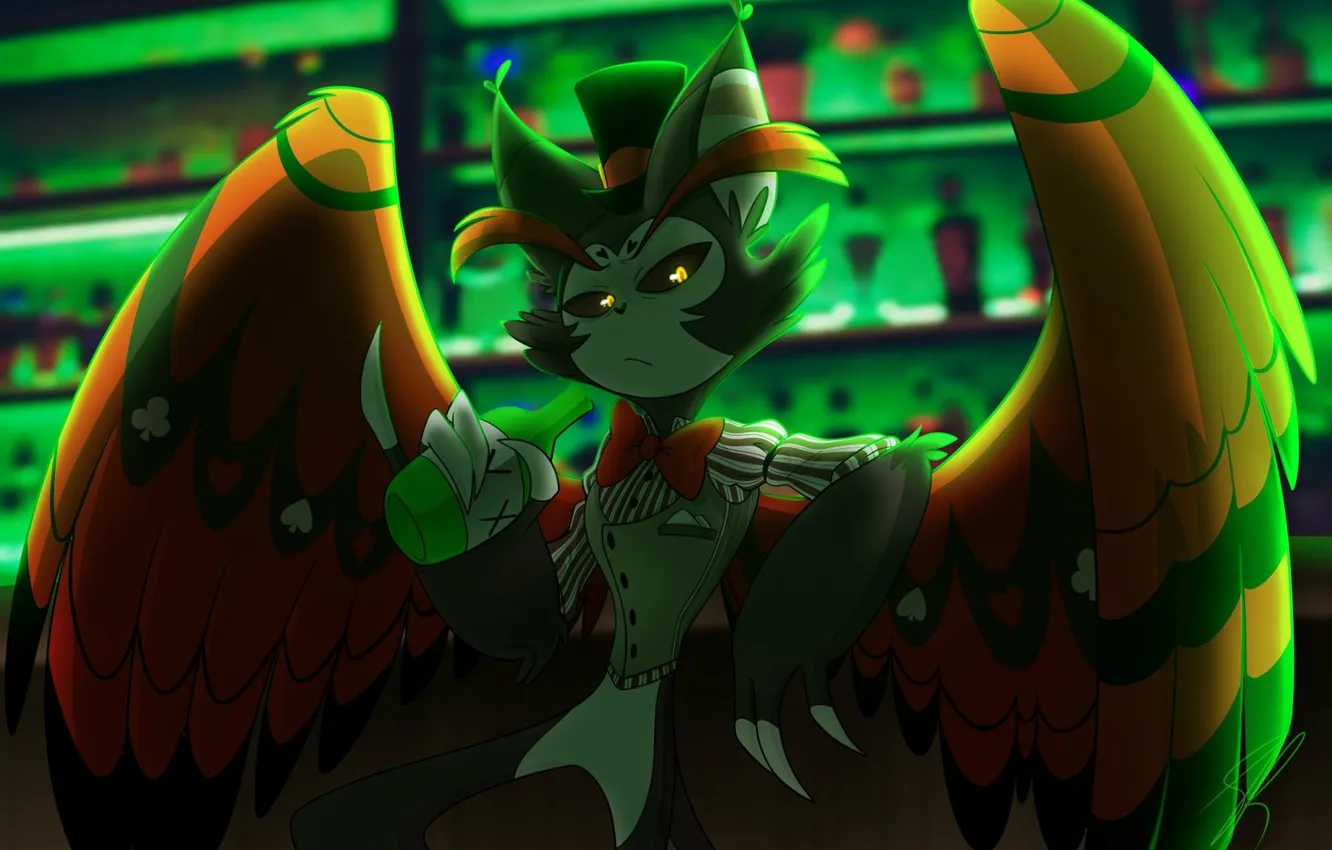 Фото обои demon, Overlord, wings, series, Amazon, bartender, Hask, Hotel Hazbin
