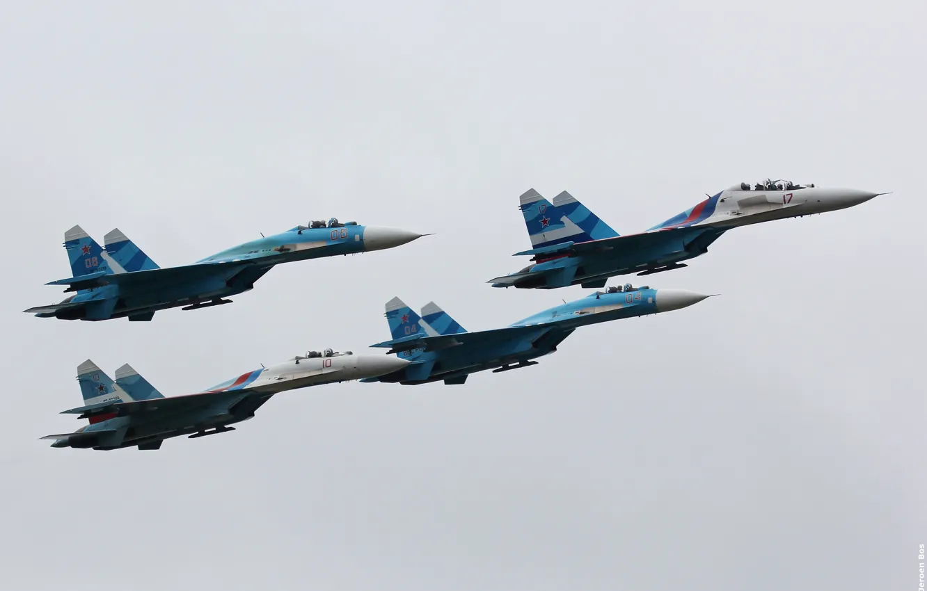 Фото обои истребители, Sukhoi, пилотажная группа, Су-27, российские, «Соколы России»