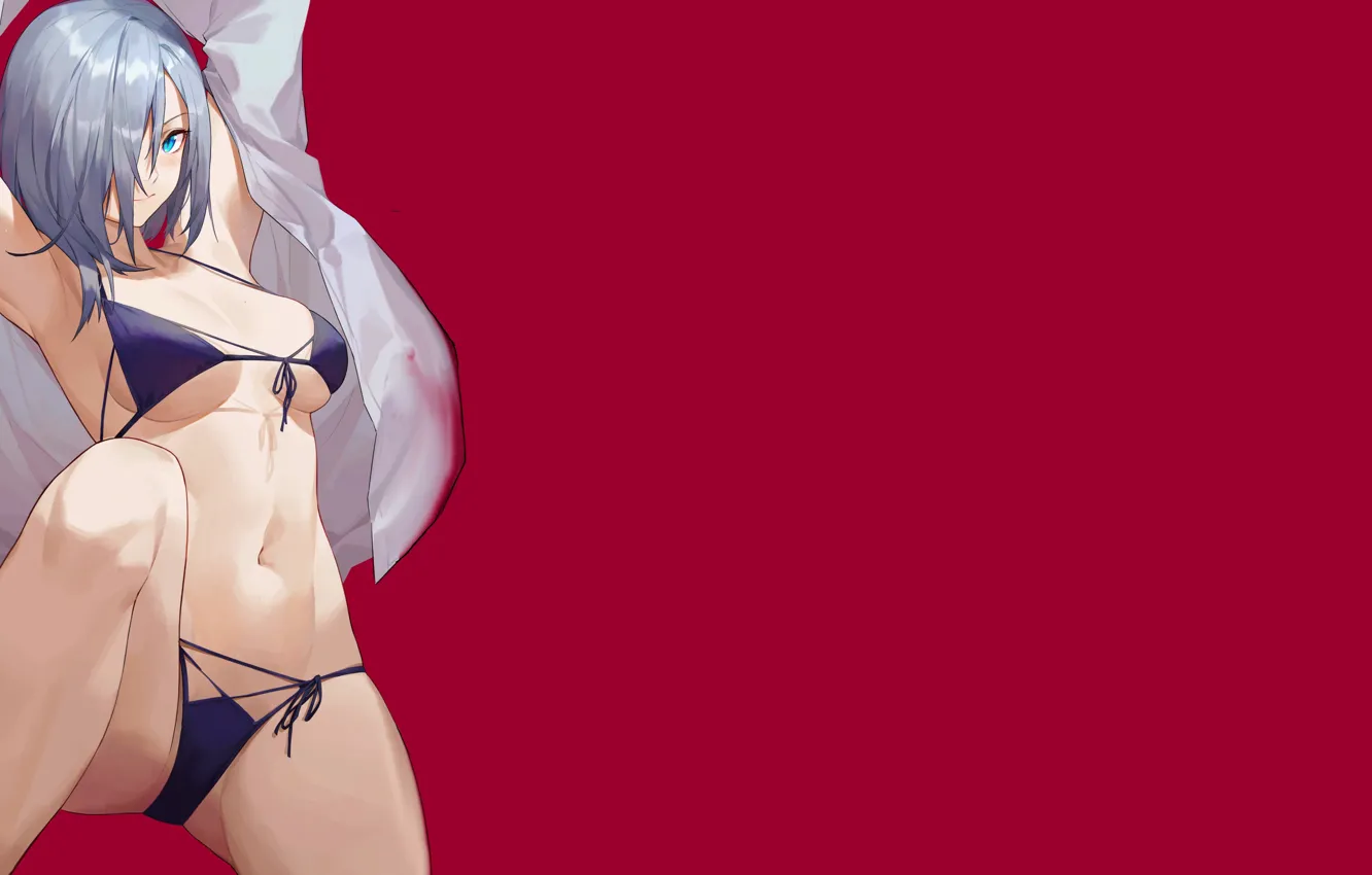 Фото обои girl, hot, sexy, sexy girl, anime, babe, bikini, shirt