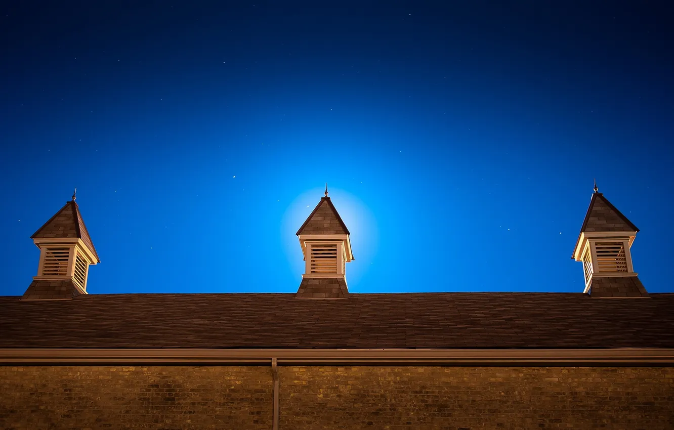 Фото обои крыша, небо, ночь