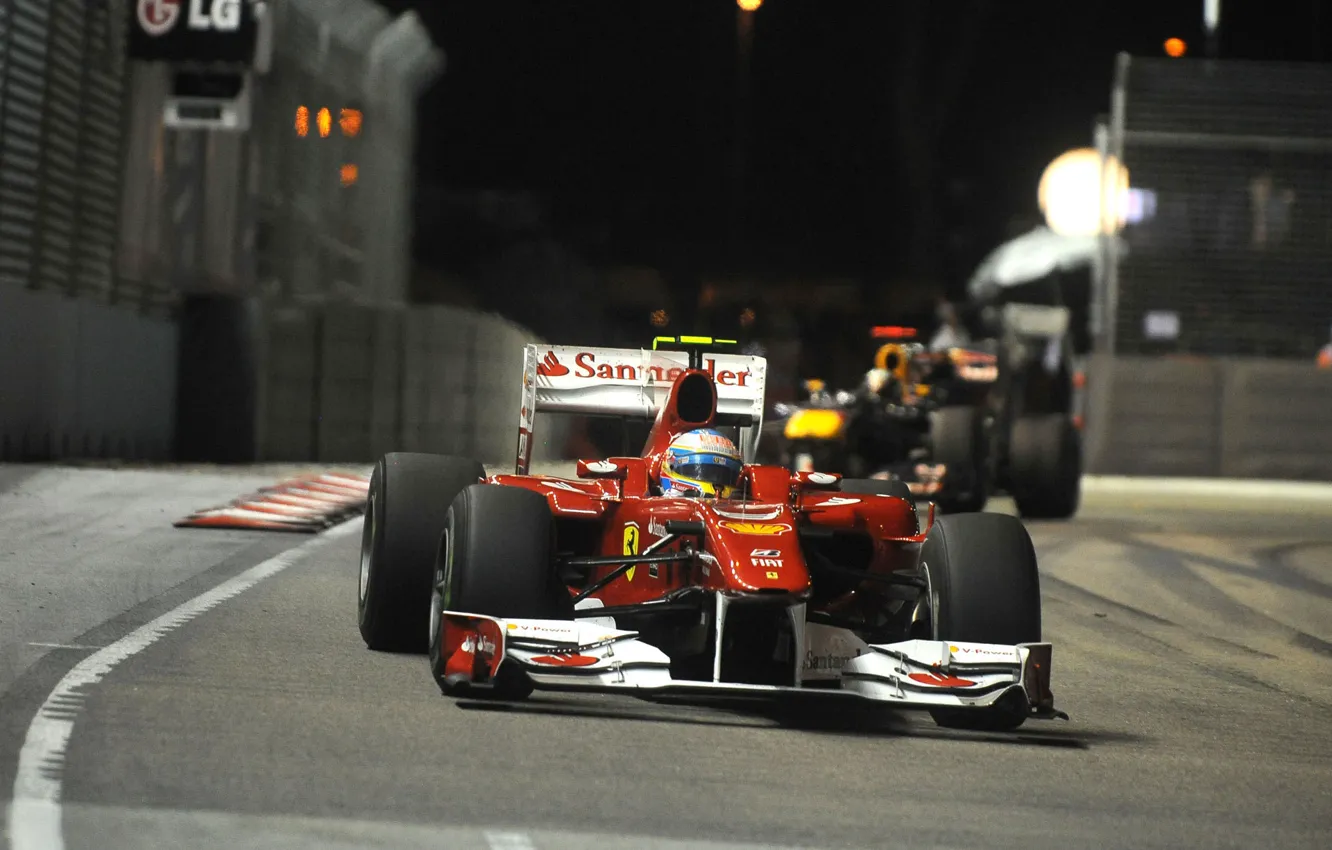 Фото обои Вечер, Фото, Огни, Ночь, Гонка, Трасса, 2010, Formula-1