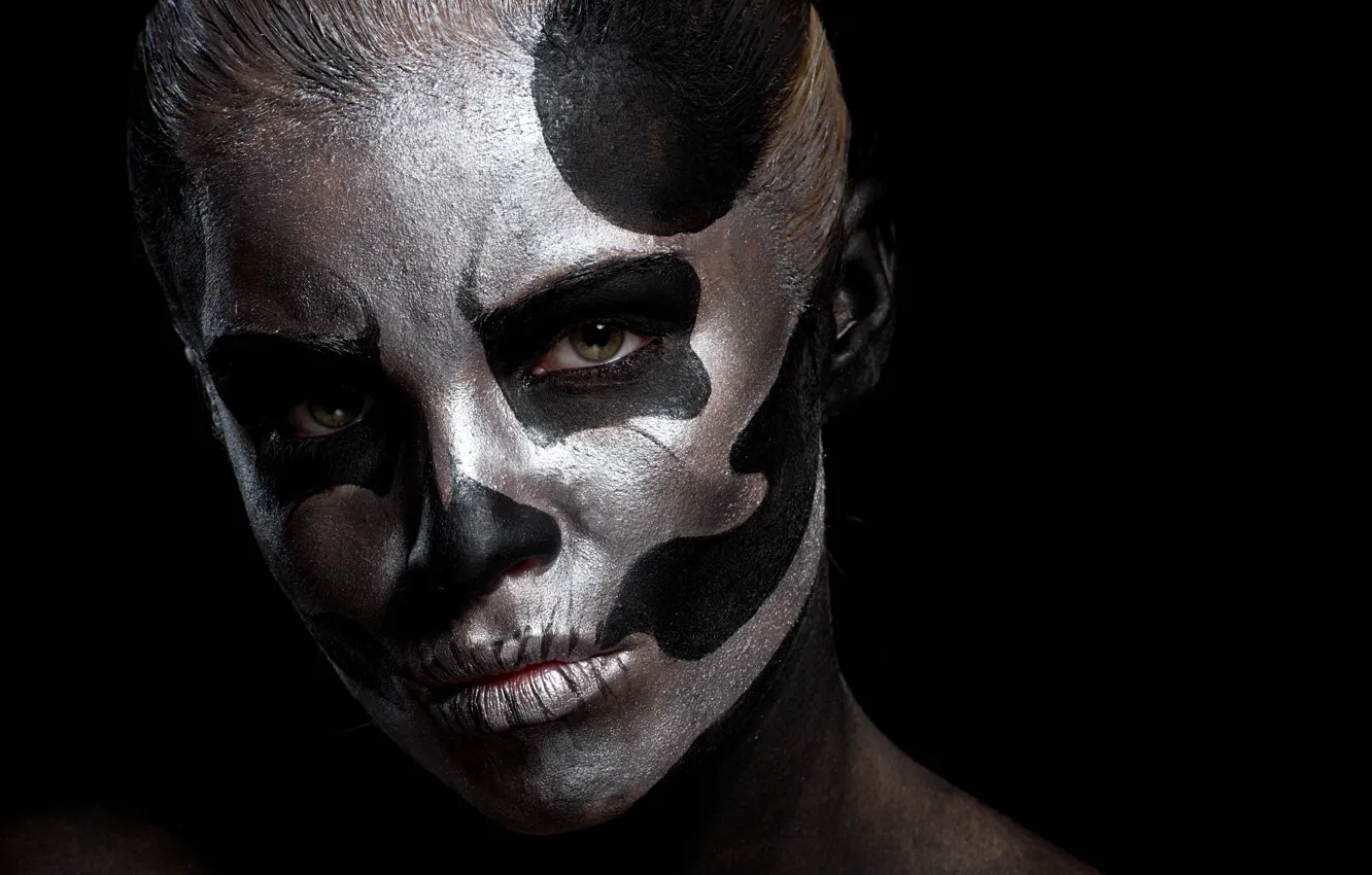 Фото обои skull, eyes, model, makeup