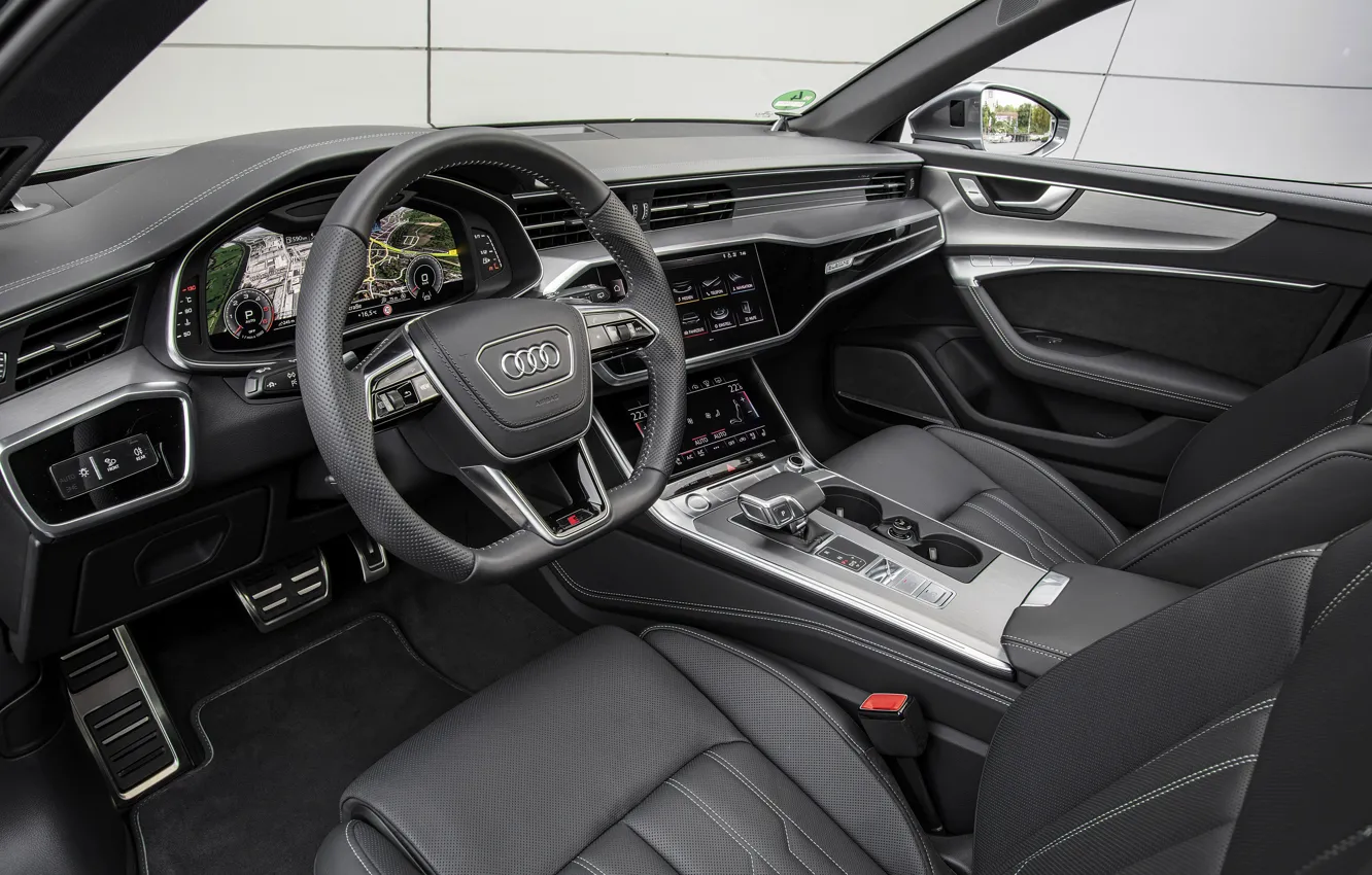 Фото обои Audi, салон, 2018, универсал, тёмно-серый, A6 Avant