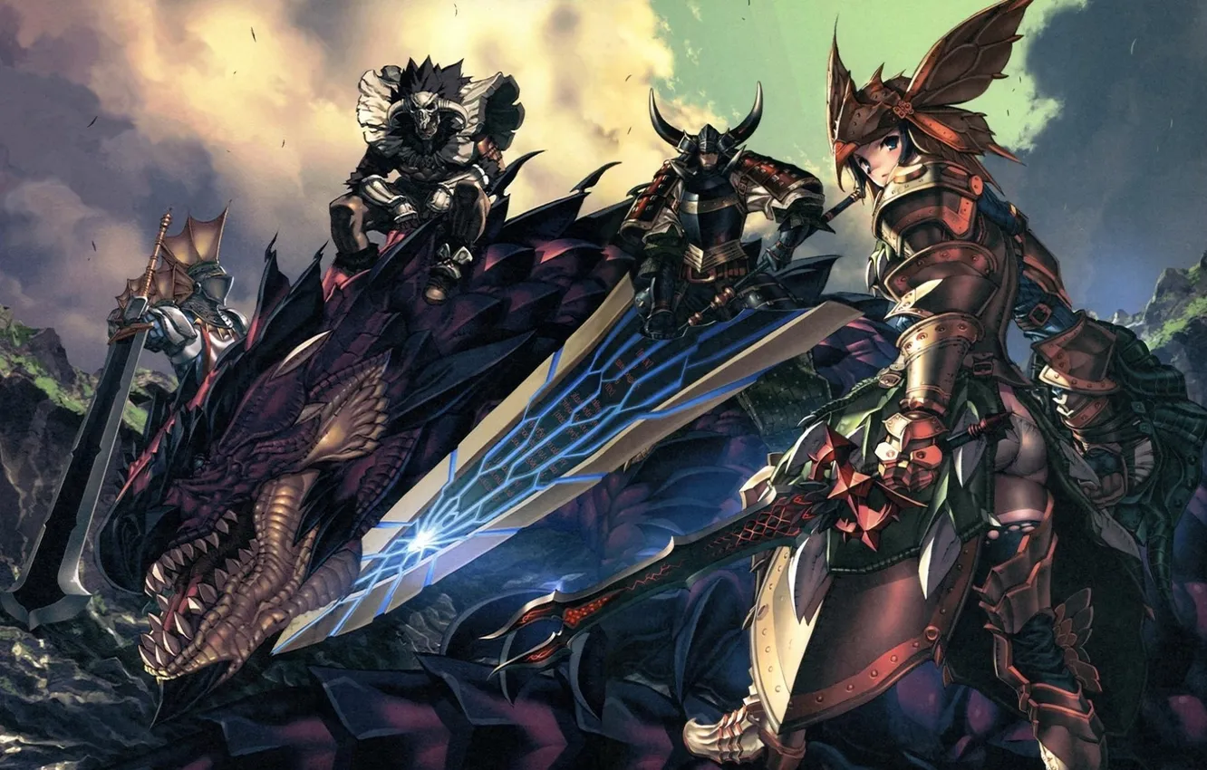 Фото обои обои, драконы, аниме, мечи