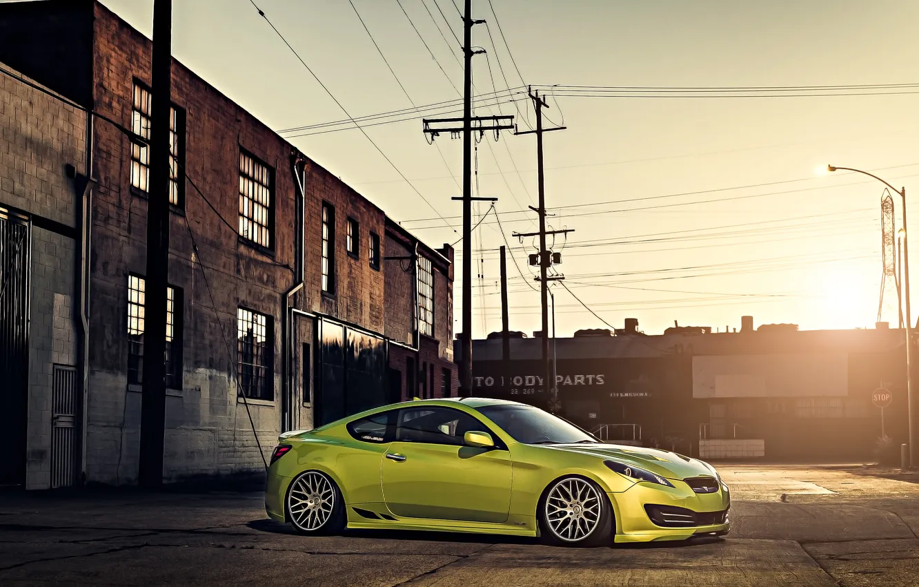 Фото обои зеленый, green, купе, tuning, coupe, hyundai, хёндай, stance