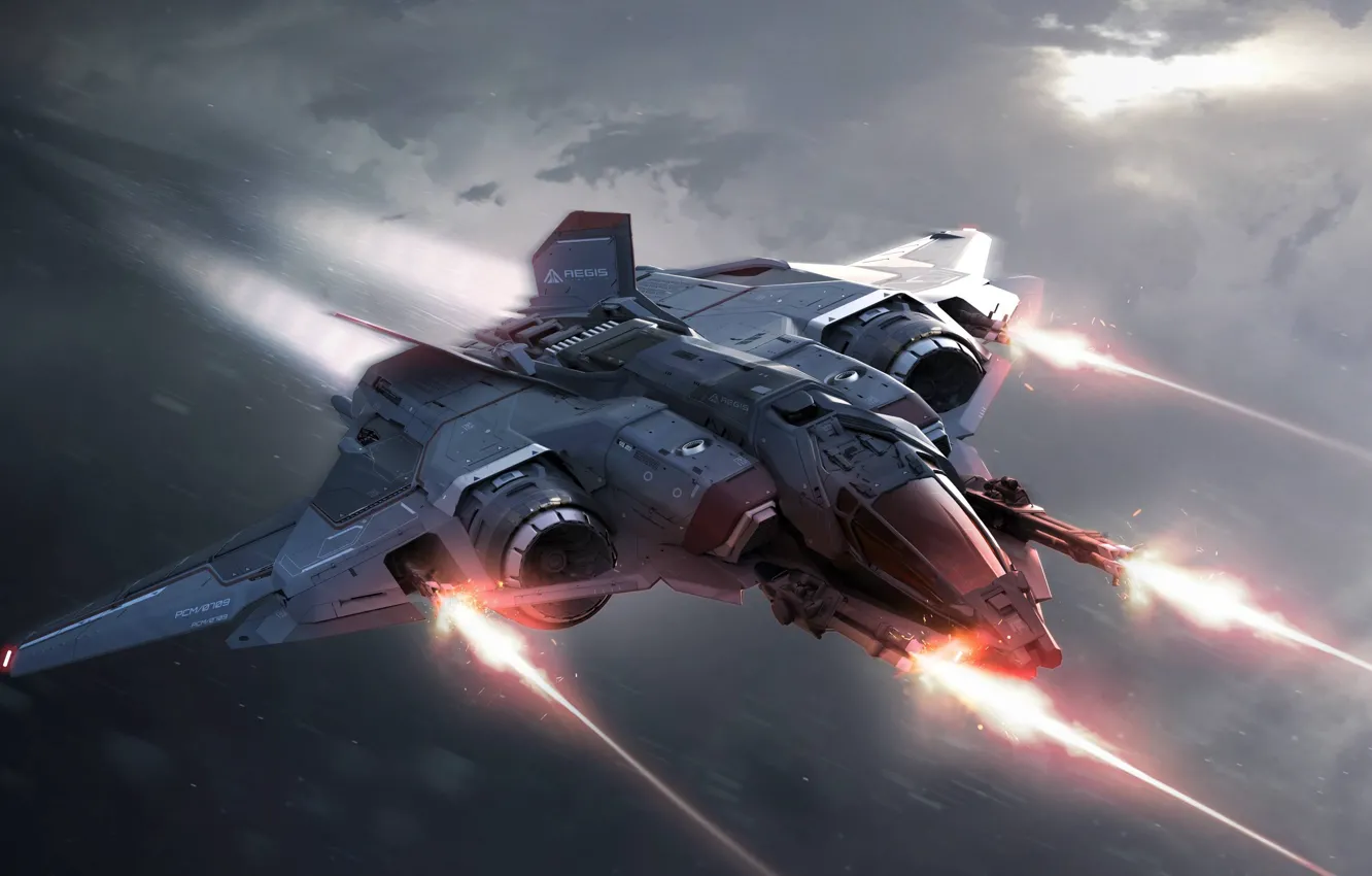 Фото обои space ship, star citizen, sabre