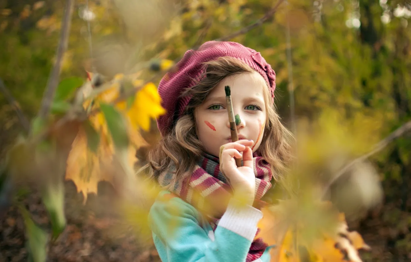 Фото обои осень, настроение, краски, девочка