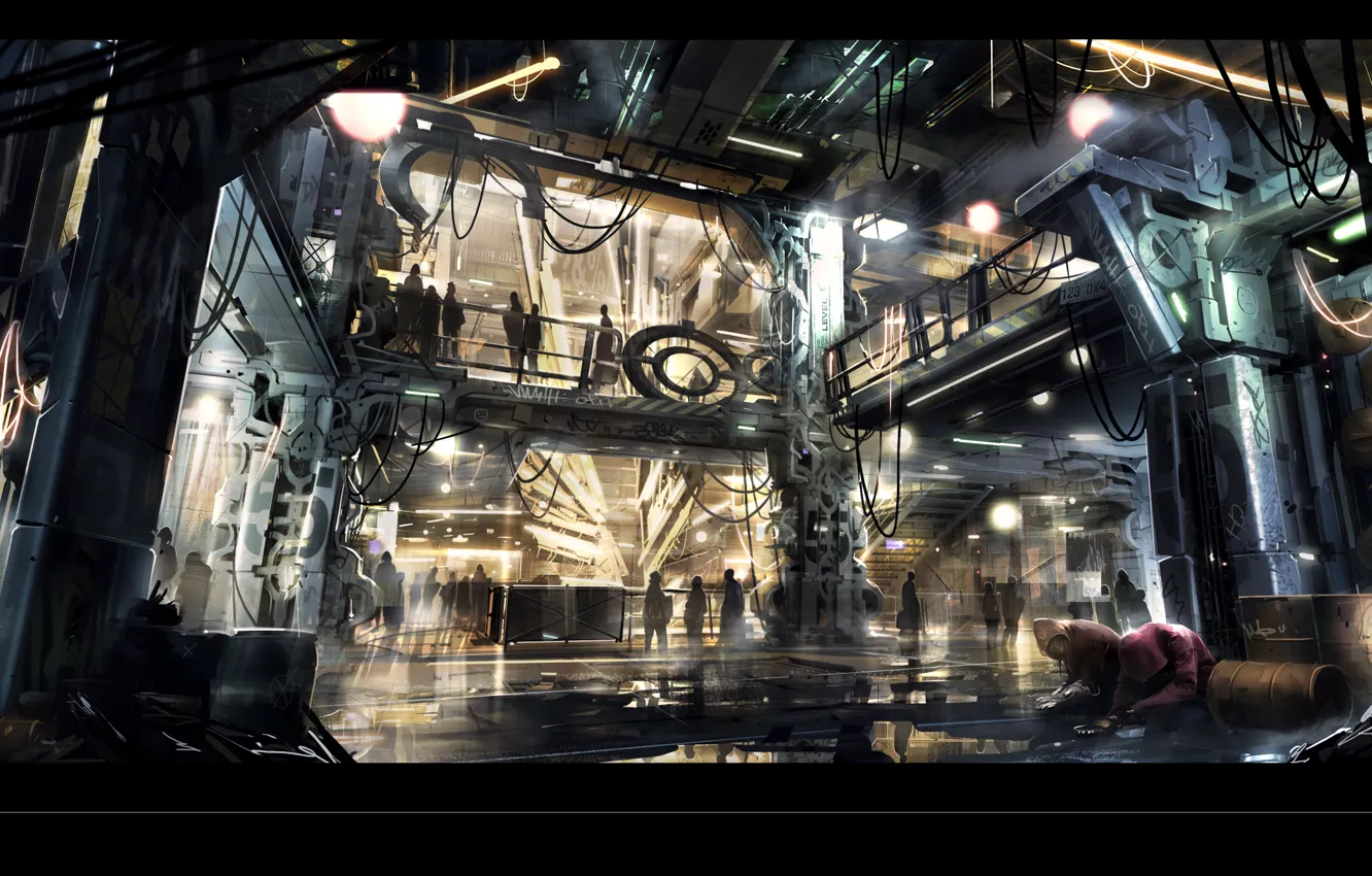 Фото обои улица, square enix, cyberpunk, concept art, Ubisoft Montreal, Deus Ex: Universe