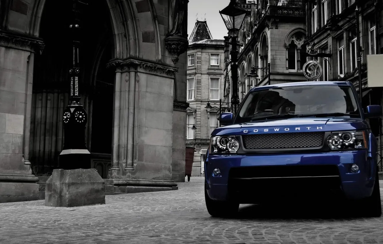 Фото обои Land Rover, Blue, Lights, Street, Road