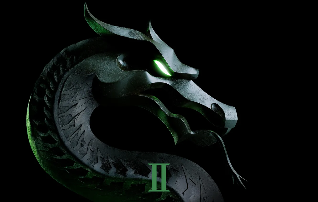 Фото обои Дракон, Кино, Movies, Logo, Смертельная Битва, Black background, 2025 Movies, Mortal Kombat II
