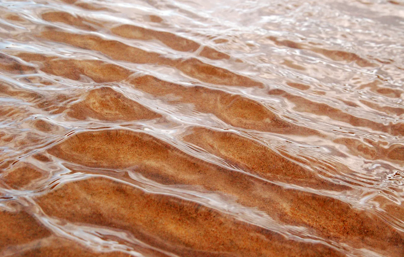 Фото обои песок, волны, Вода, волны и отражения